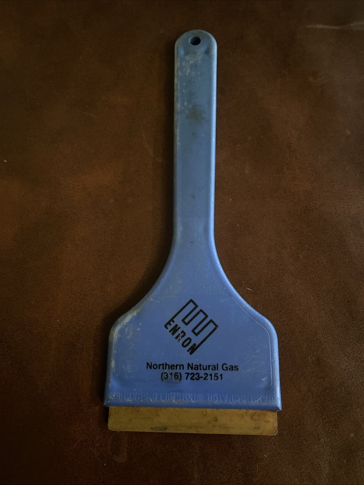 Vintage Enron Ice Scraper from the 1990’s with brass blade.