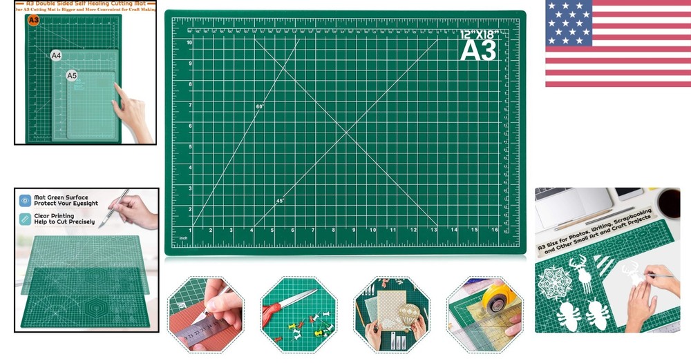 Versatile 12 x 18 Double-Sided Sewing Mat for Craft Projects and Quilting