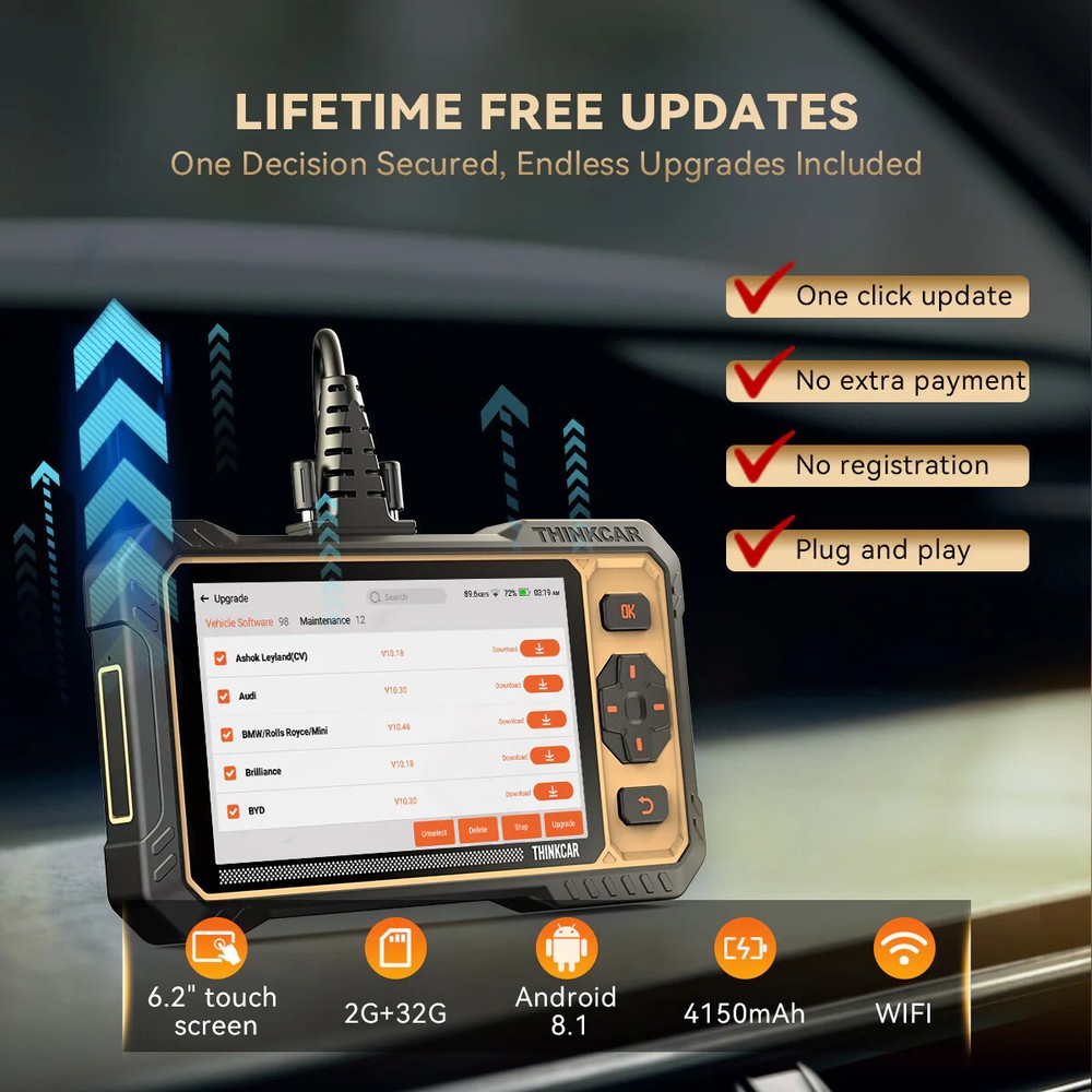 ThinkScan 662 Auto OBD2 Diagnostic Scan Tool Scanner 4-System ABS ECM TCM SRS