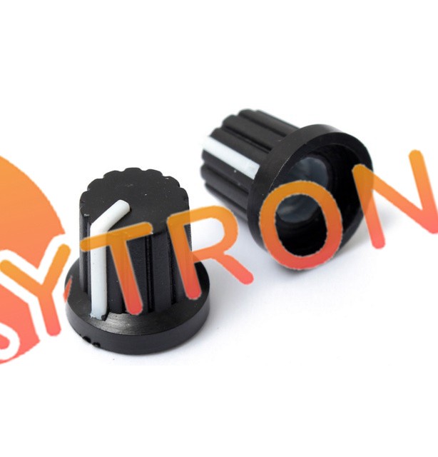 5 Pcs 6mm Shaft Hole Dia Plastic Threaded Potentiometer Knobs Caps