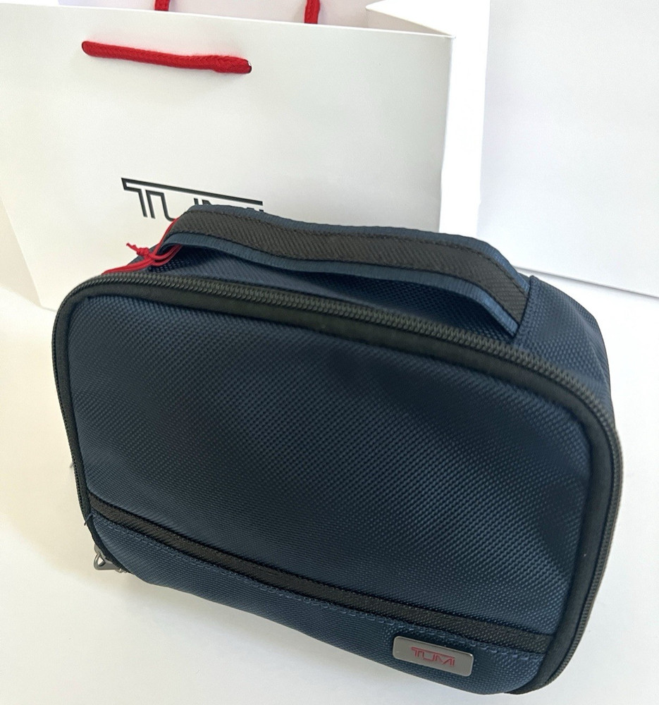 Tumi Navy Cube Travel Pouch Accessory Zipper Bag