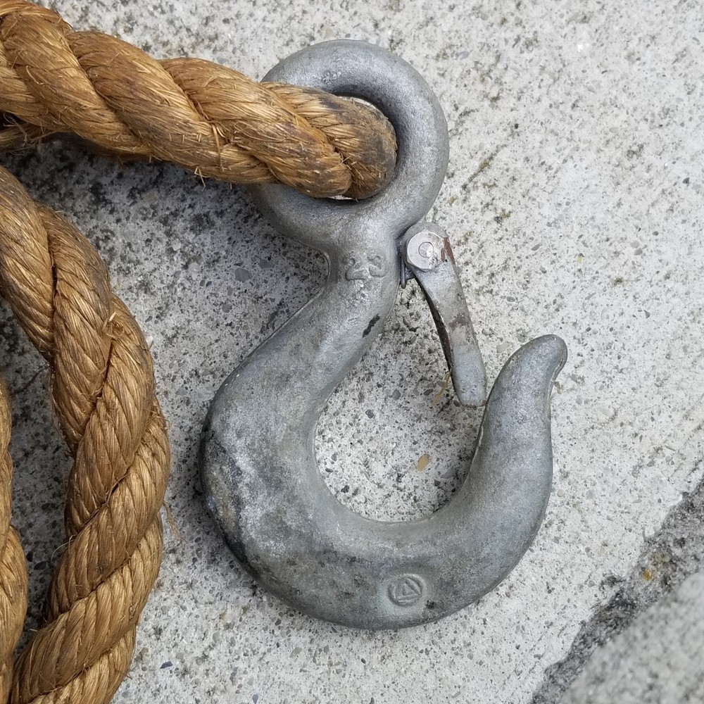 Authentic Antique Barn Rope Hook Approx. 17ft Length 1in thick