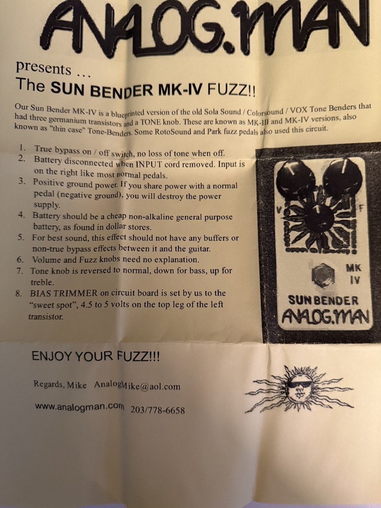 Sun Bender MK-1V FUZZ