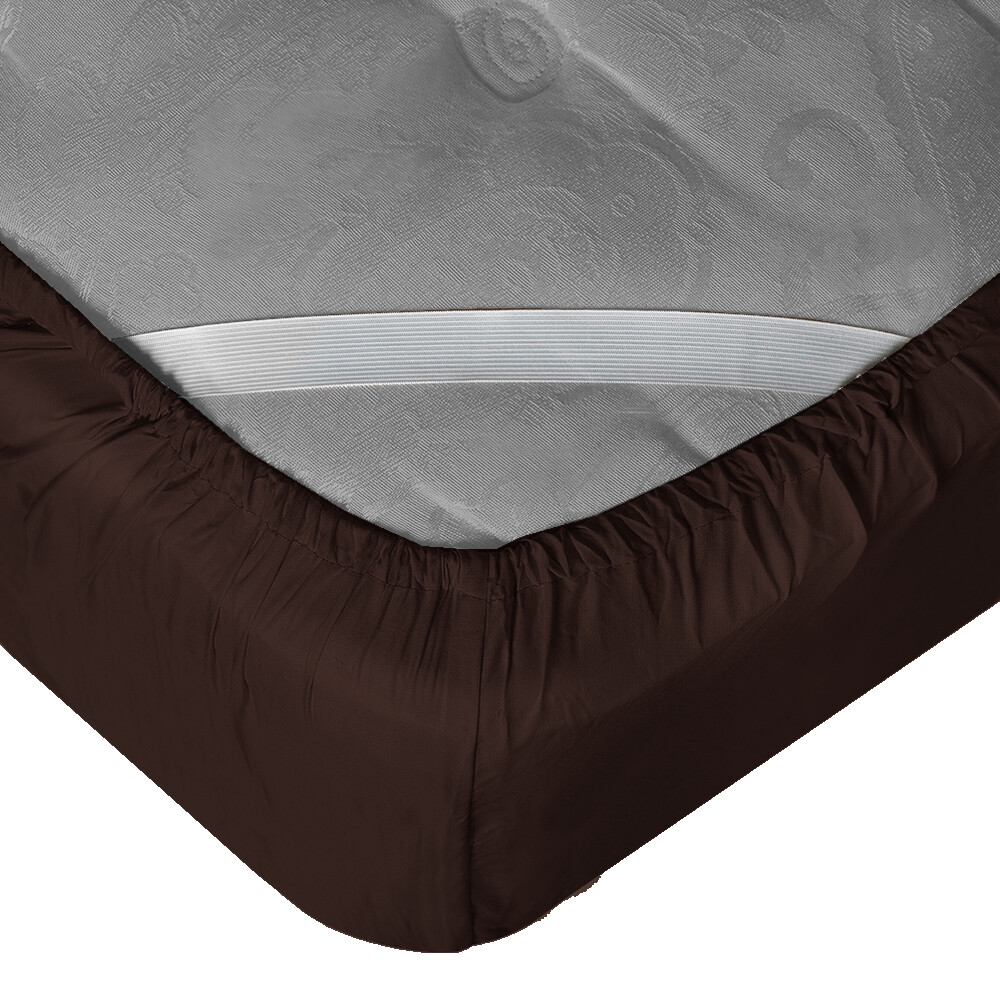 21” Extra Deep Pocket Ultra Soft Fitted Sheet with Corner Straps, Full-Chocolate