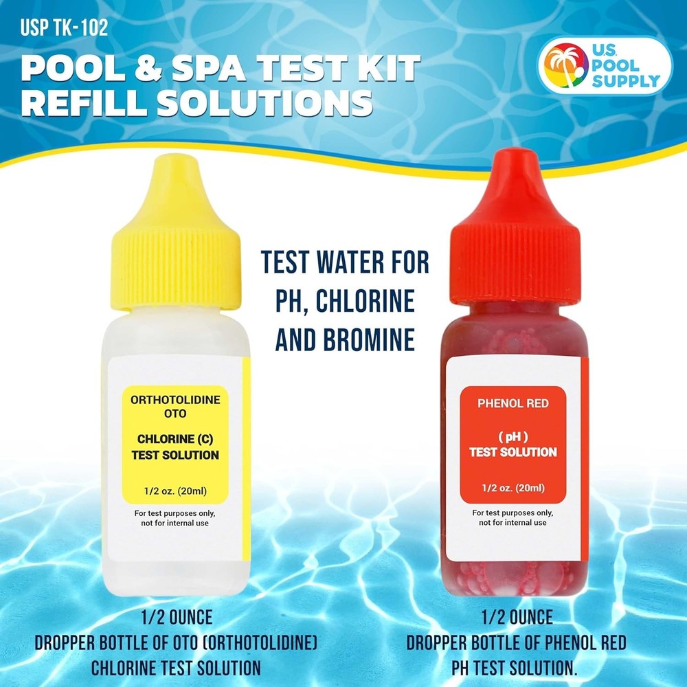 2-Bottle Chlorine and pH Refill Solutions for Effortless Pool & Spa Testing