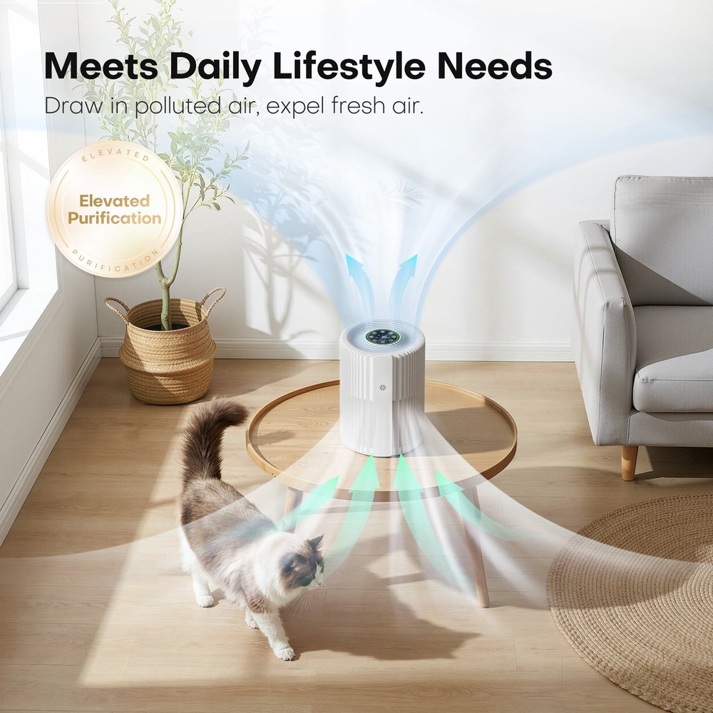 Air Purifier Smart WIFI,PM2.5 Digital Display3-Layer Filter with 5 Speeds &Timer
