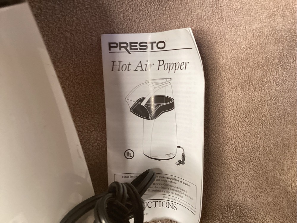 Presto hot air popper model 0484602 tested