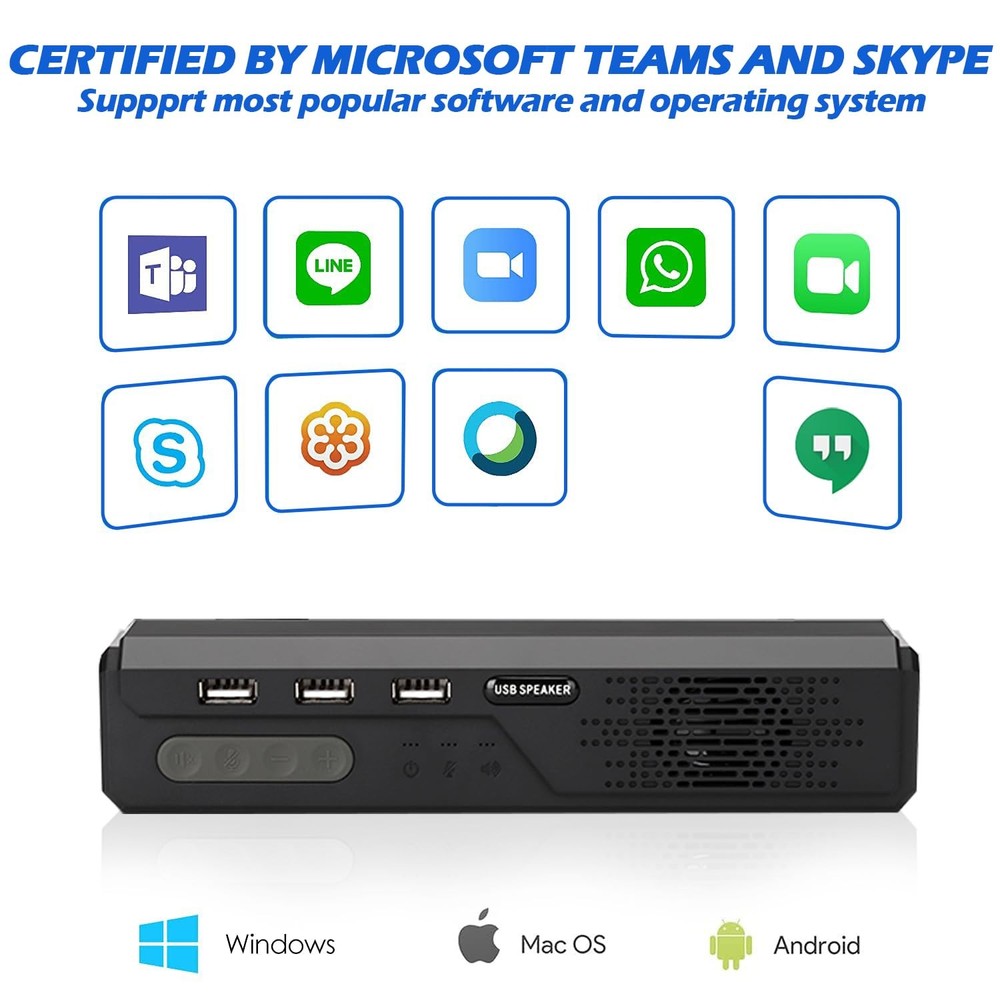 3 in 1 USB Computer Speaker with Microphone, PC Laptop Desktop Conference Spe...