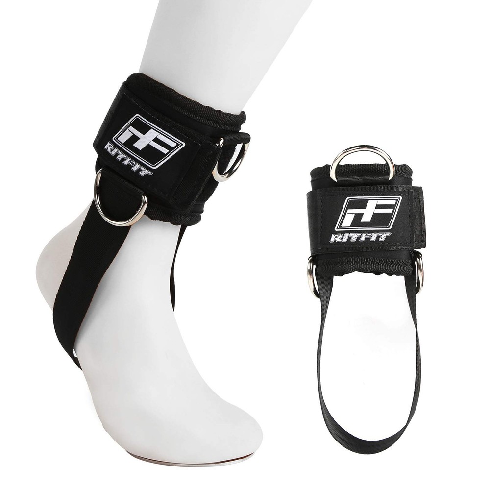 RitFit Kickback Ankle Straps Padded Strap for Cable One Size, Black
