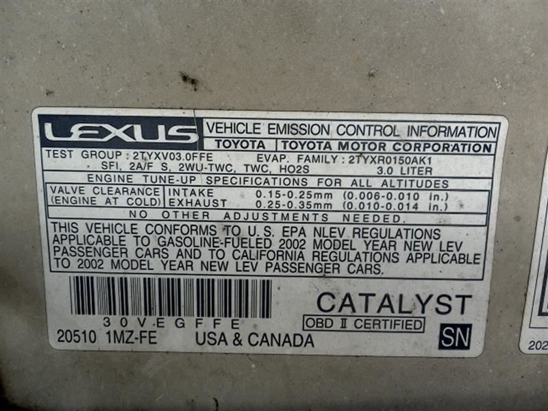 02 LEXUS RX300 DASH WIRE HARNESS 3.0L