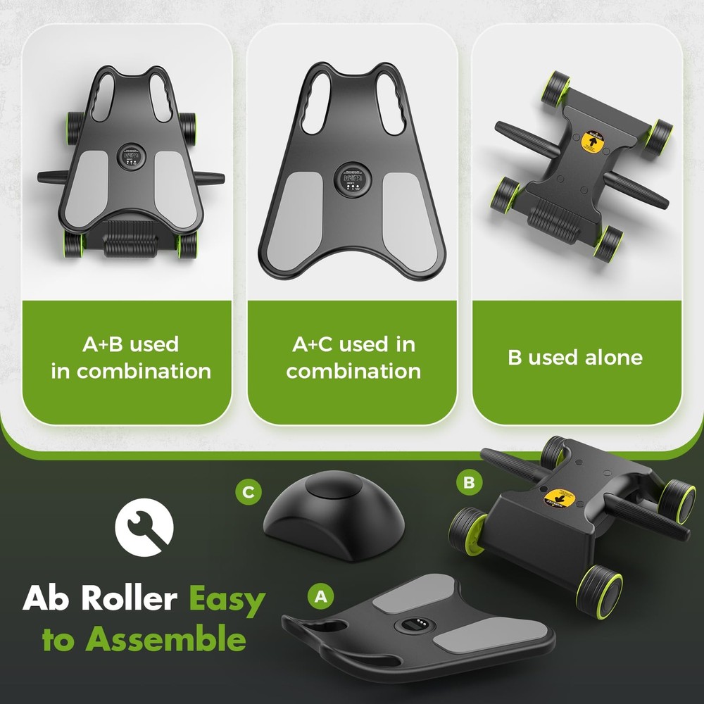 Ab Roller with Elbow Support, Core Workout Machine - 4 Wheels