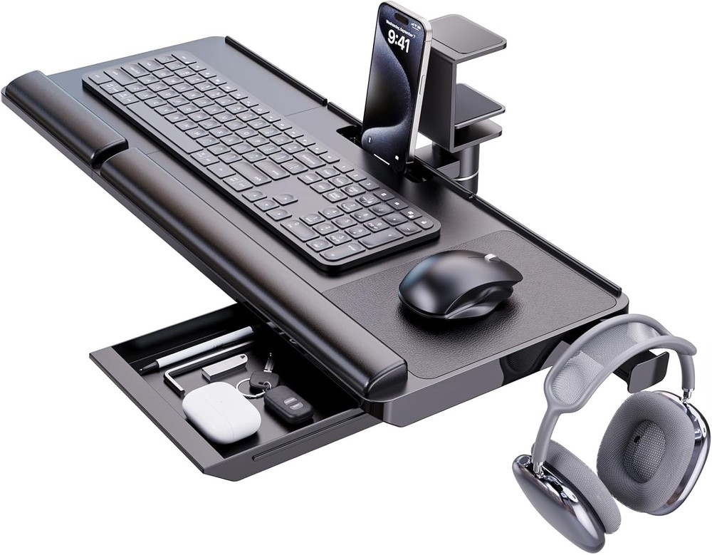 Klearlook Keyboard Tray Under Desk with 360 Rotation Ergonomic Computer
