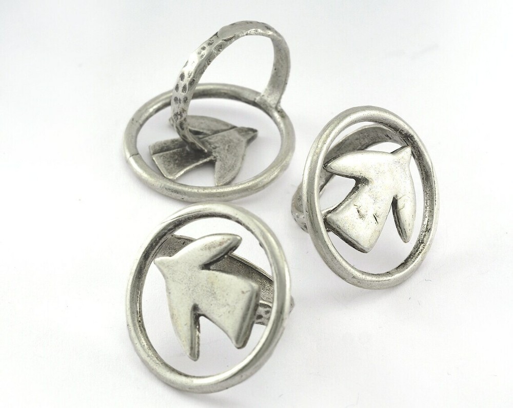 Bird Adjustable Ring Antique Silver plated brass (18mm 8US inner size) 4091