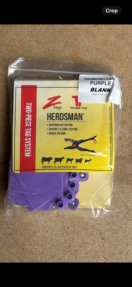 Herdsman Cow Ear Tags Blank Purple