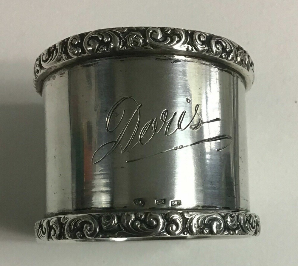 Antique Austrian 800 Silver Napkin Ring “Doris” name engraving