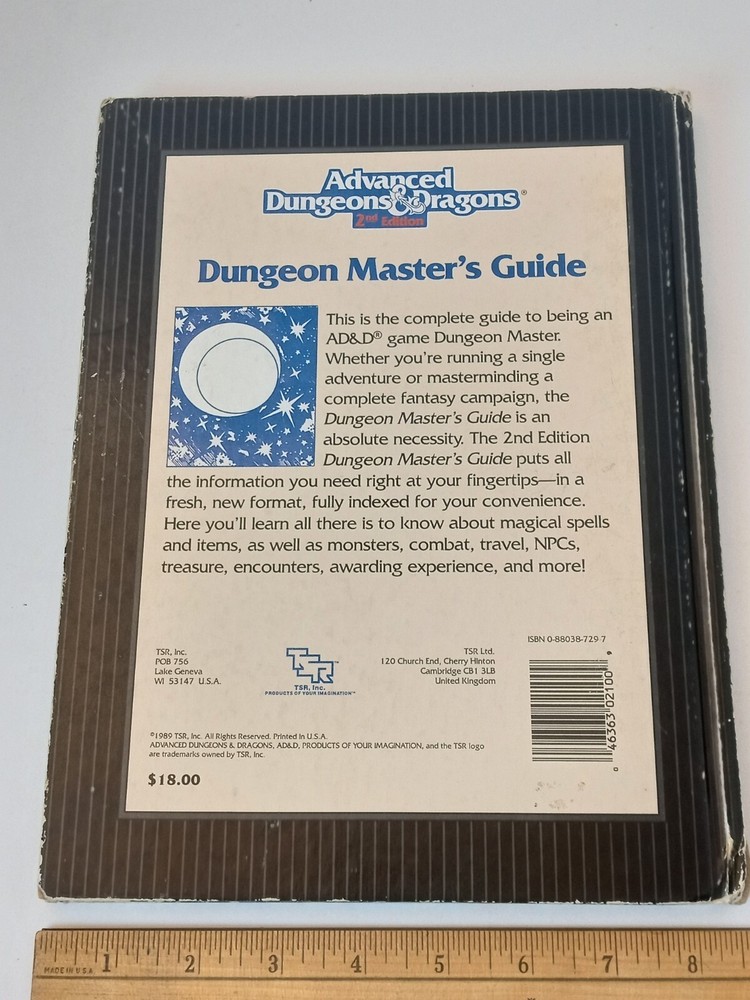 Advanced Dungeons & Dragons Dungeon Master's Guide 2nd Edition TSR 2100