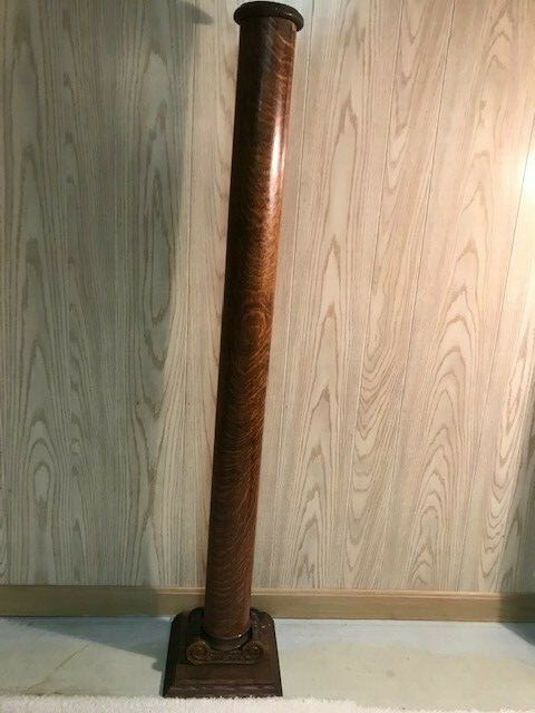 antique architectural solid oak pillar ornate carving on base 53" tall
