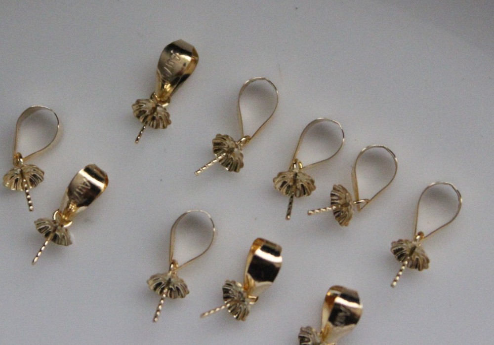 10 pcs 18k solid yellow gold bail