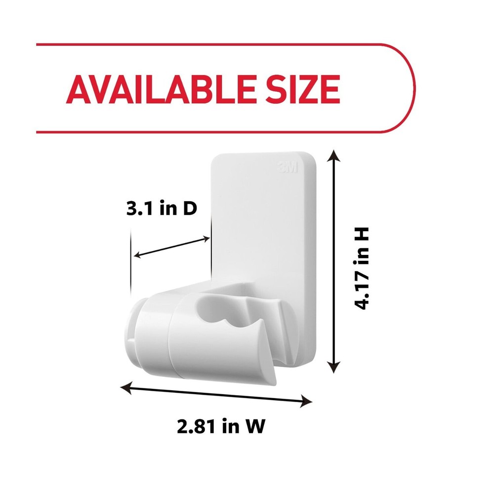 Bath Shower Head Holder, White, 1 Holder, 2 Large Strips,Holds 4 lbs