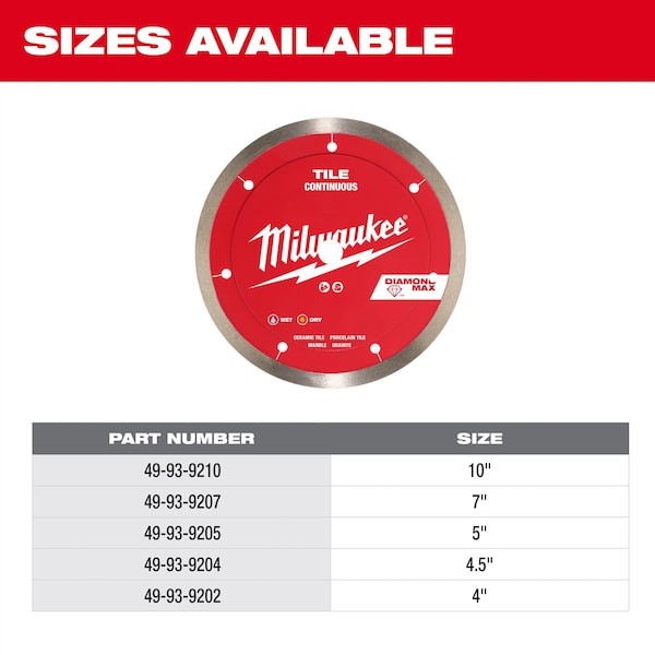 Milwaukee Tool 49-93-9205 5" Diamond Max Continuous, Tile Diamond Blade