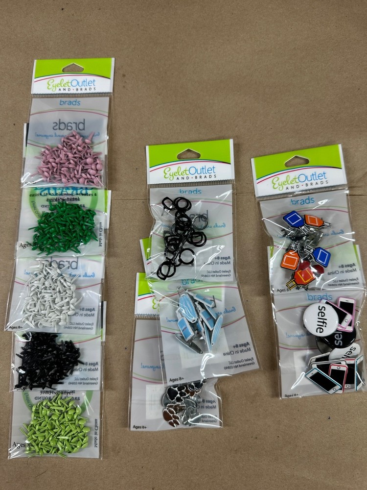10 Eyelet Outlet decorative & solid brad packages bundle lot