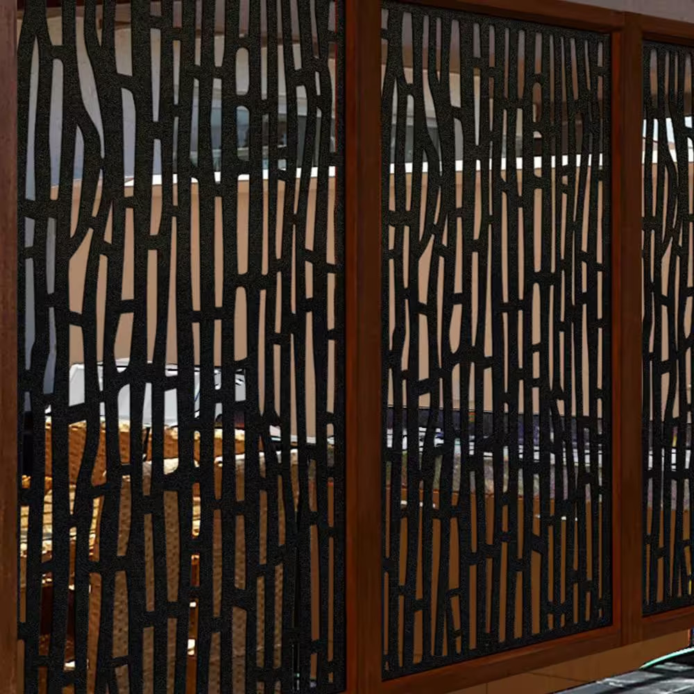 Bali 6 Ft. X 3 Ft. Charcoal Recycled Polymer Decorative Screen Panel, Wall Decor