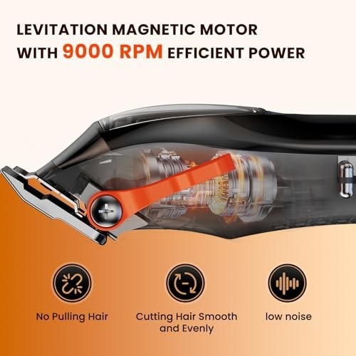 Professional Cordless Hair Clippers for Men, DLC Self-Sharped Blade, No Pulling