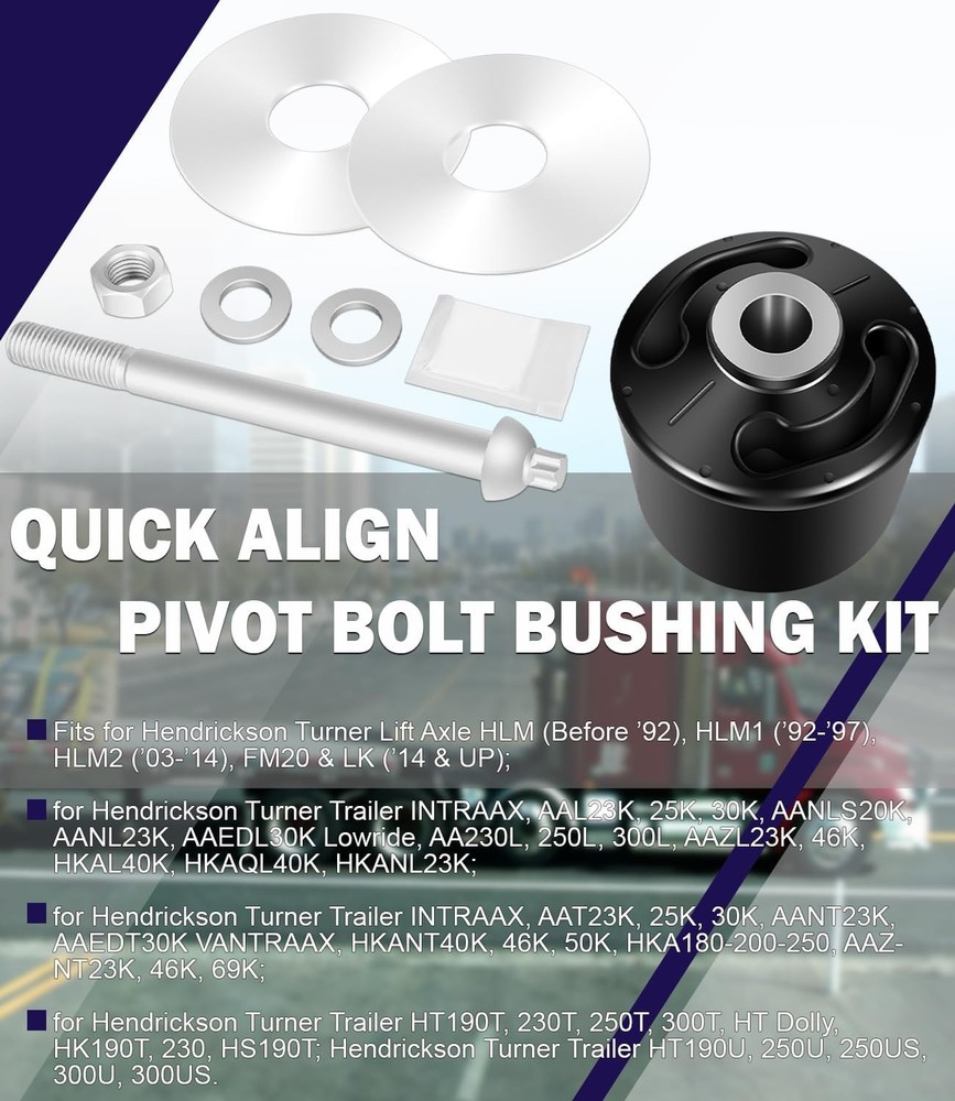 Quick Align Pivot Bolt Bushing Kit Replace for Hendrickson S-24691 S-21166