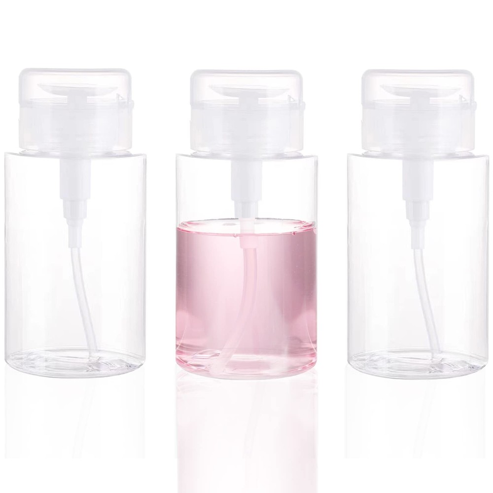 3 Pack Push Down Pump Dispenser Empty Push Top Bottles Containers for Nail Po...