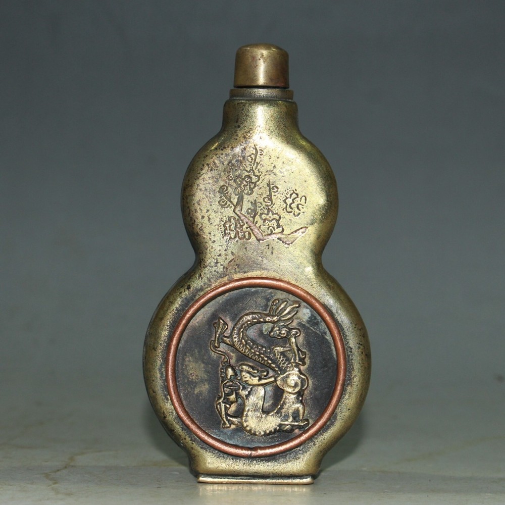 Brass gourd snuff bottle ornament