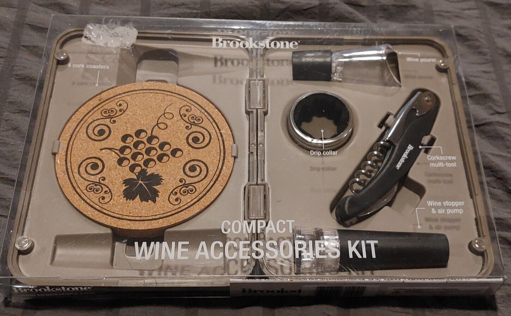 NEW Brookstone Compact Wine Accessories Kit  - Shelf