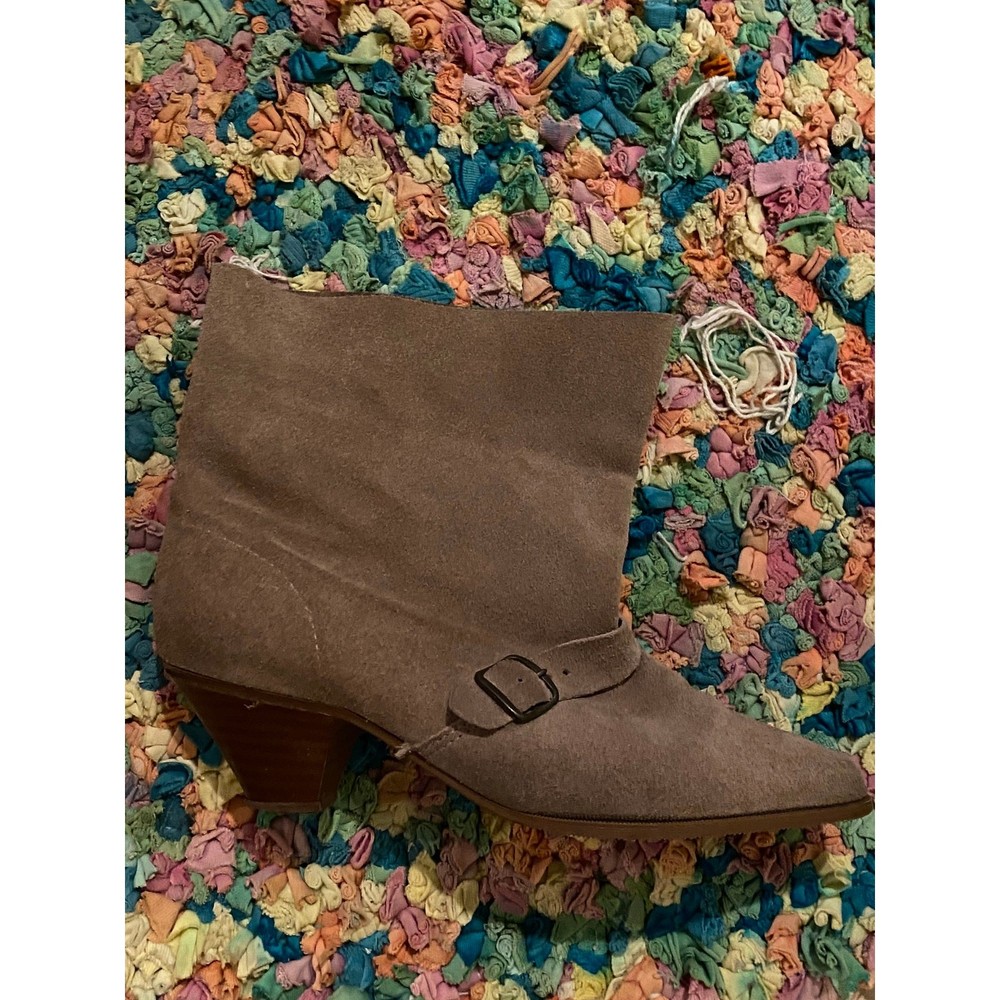 Slouchy Suede Ankle Boots with Low Cone Heel