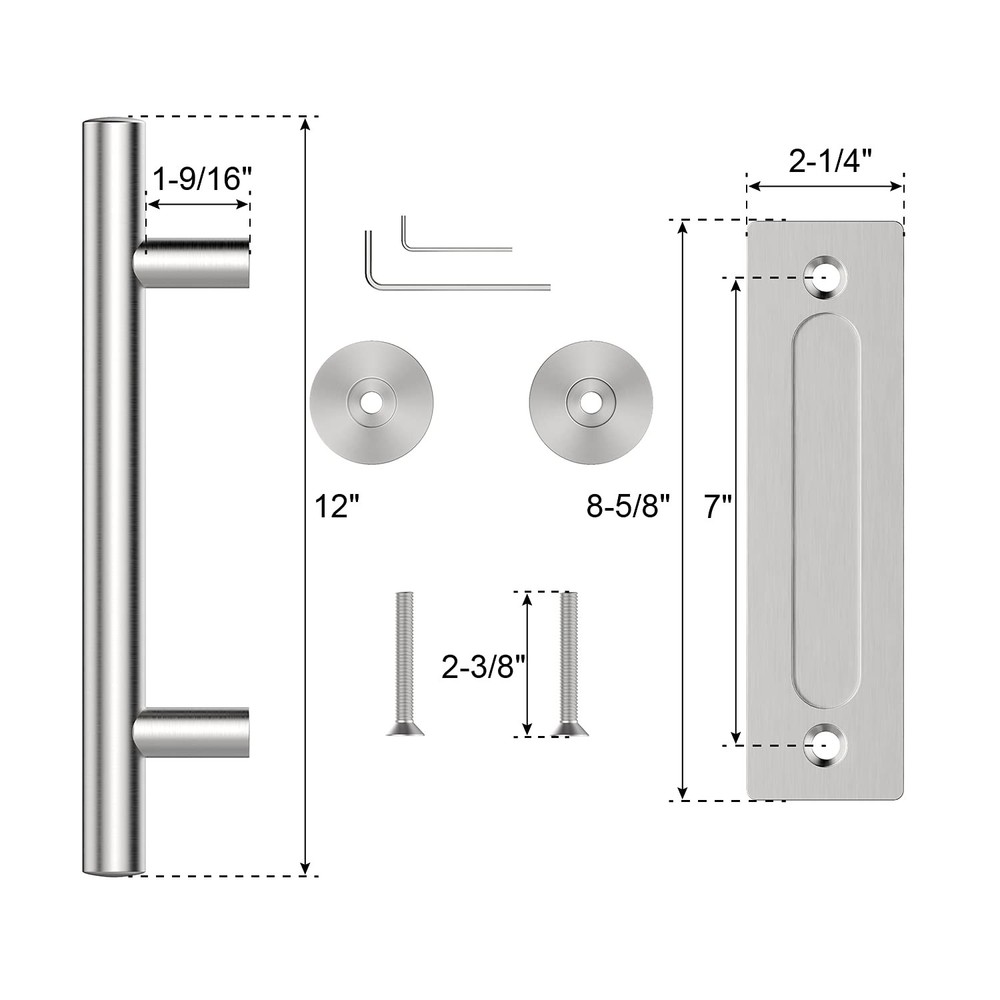 1 Pack12 Sliding Barn Door Handles Hardware with Flush Finger Pull Double-Sid...