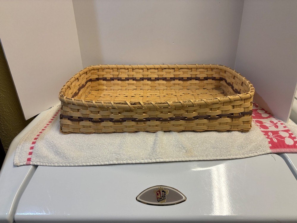 basket handmade large rect. casserole carrier