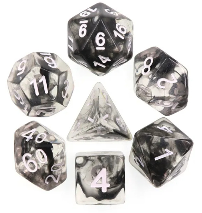 Nebulous Black Dice Set |  Poly RPG DnD Dungeons Dragons AD&D Pathfinder d20