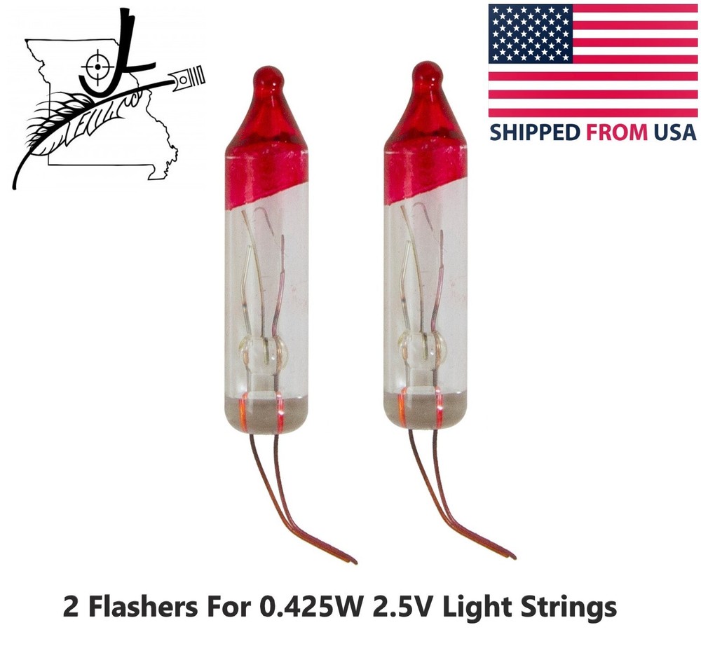 2 BARE Mini Bulb Flashers Christmas Tree Lights Replacement Bulbs 2.5 V .425 FS