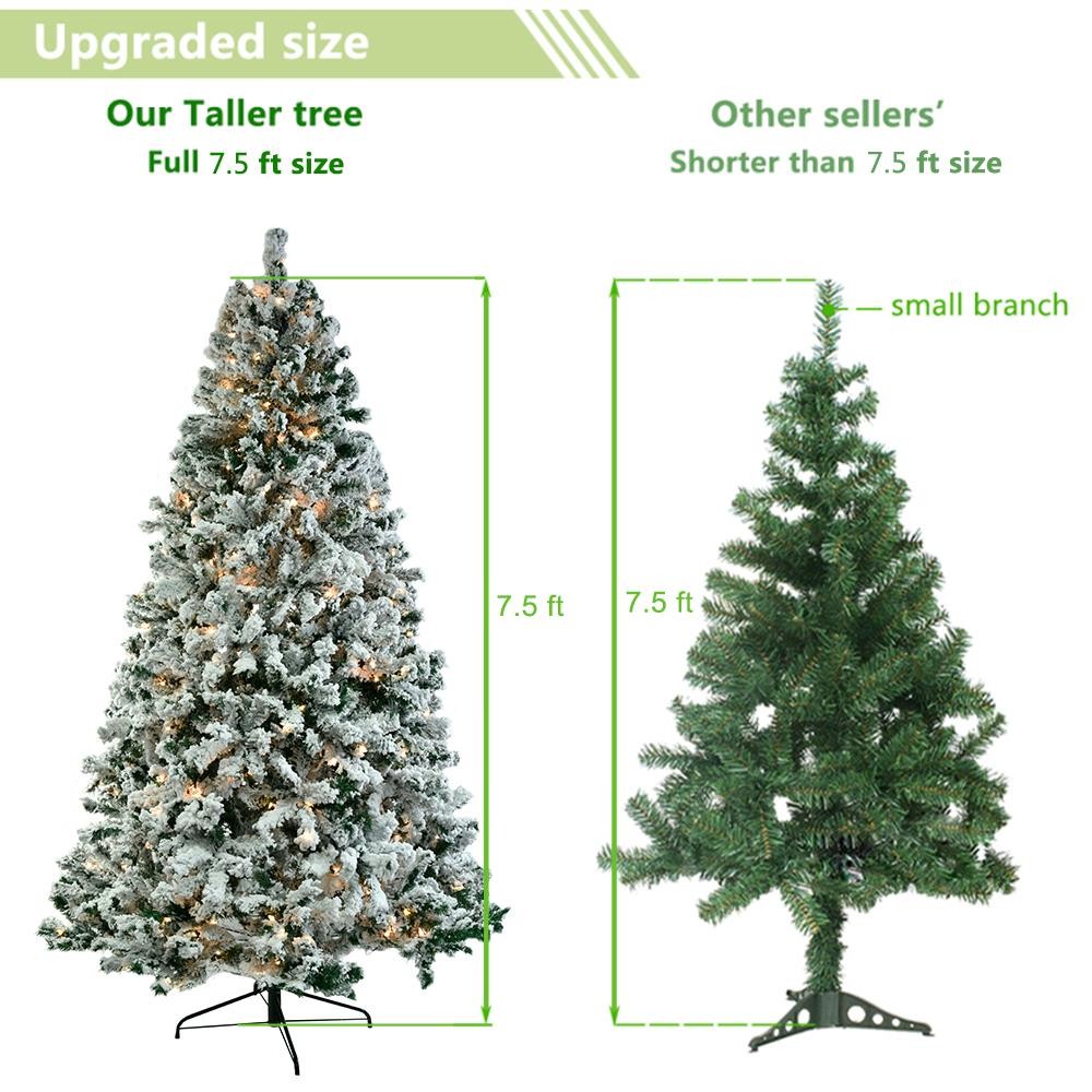 7.5 FT Christmas Tree Snow Flocke Pre-lit Artificial Automatic Tree with Light