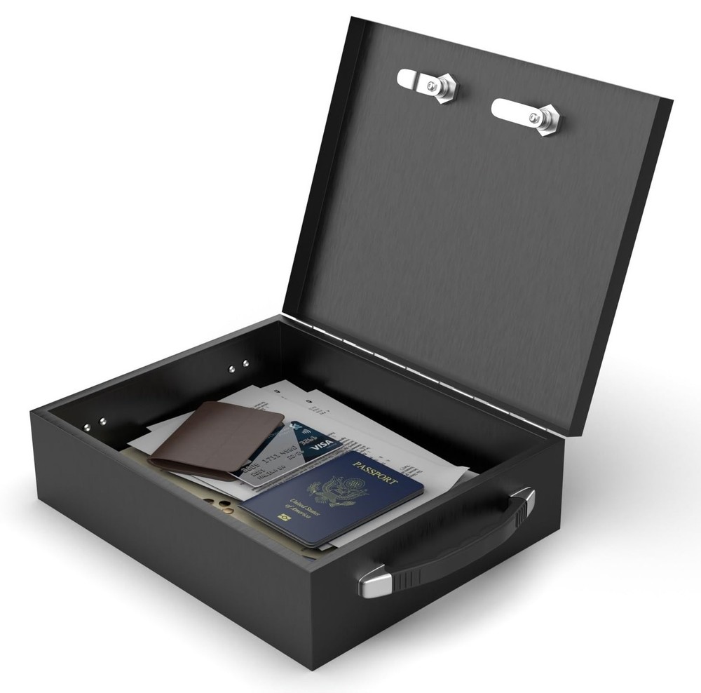 Fire Retardant Strong Box, Dual Combination and Key Lock Security Chest