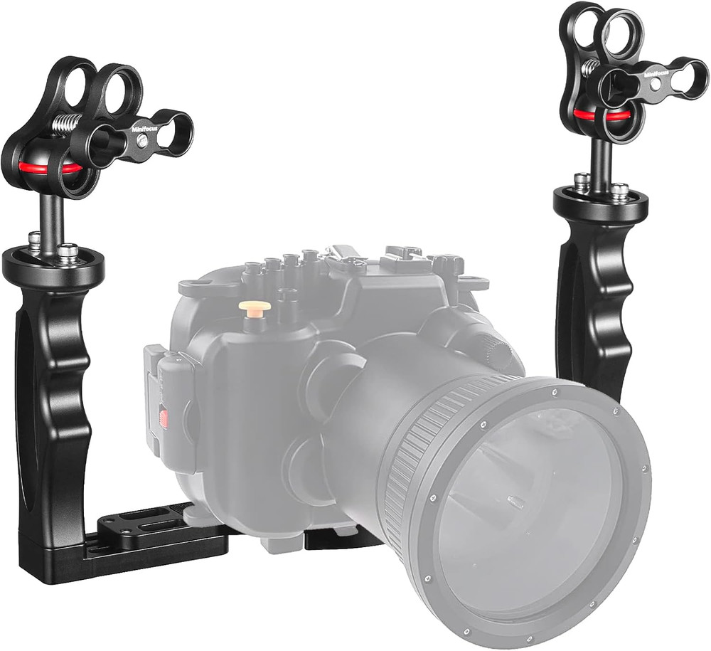 Underwater Camera Handle Tray Bracket, Dual Handle Extendable Aluminum Alloy Vid