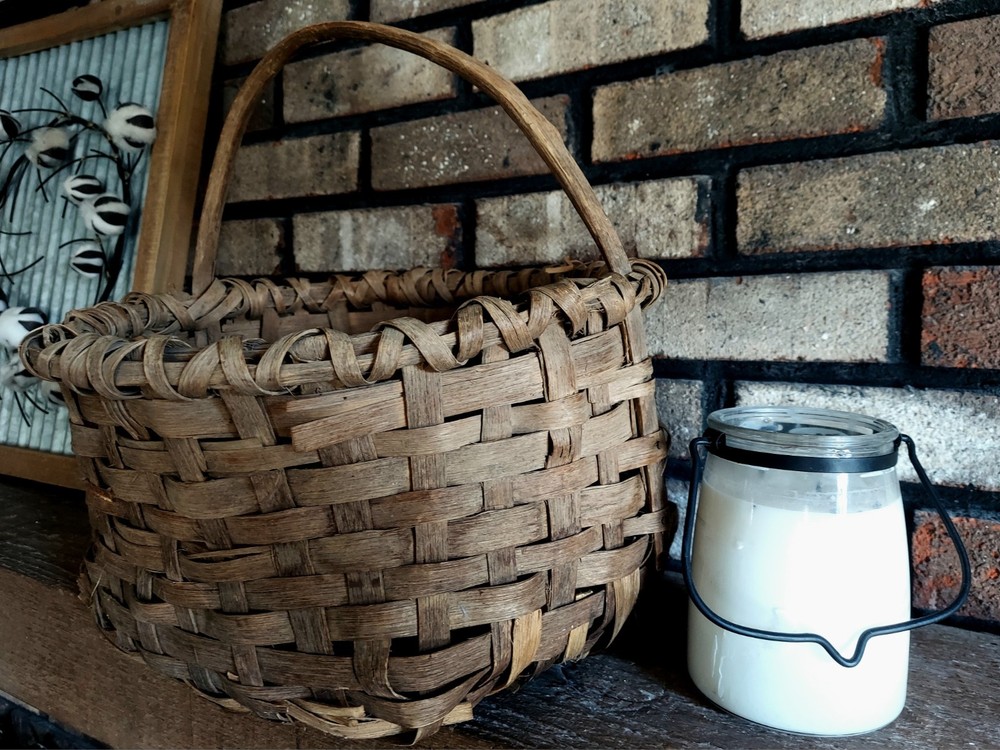 Vintage Split Oak Hand Woven Rustic Basket
