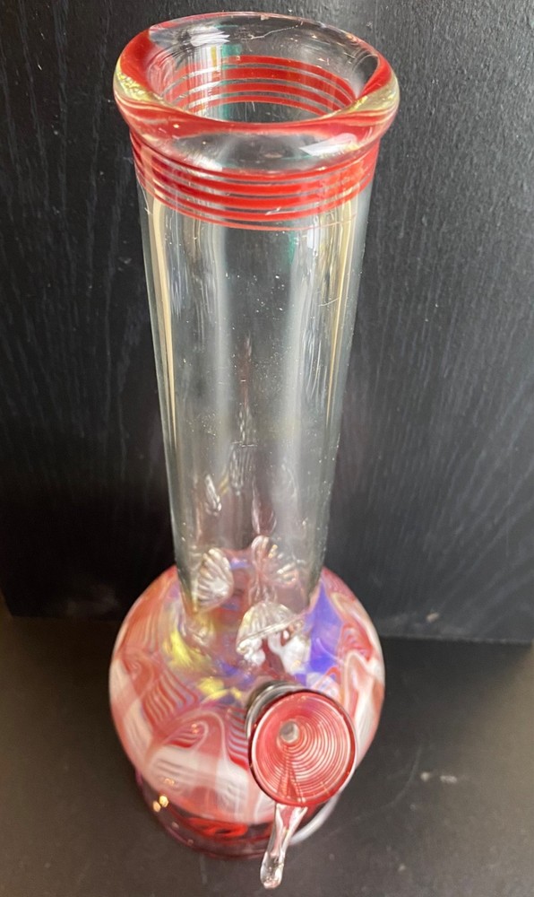 Green Glass Water Pipe 12” Tall & 1.5” diameter with 9mm Pull Bowl