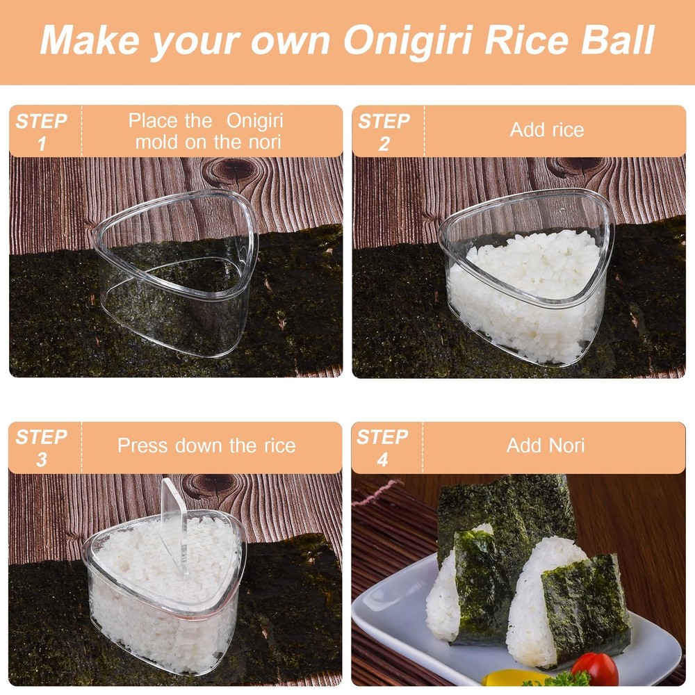 2PCS Clear Onigiri Rice Ball Mold Makers,Triangle Large,