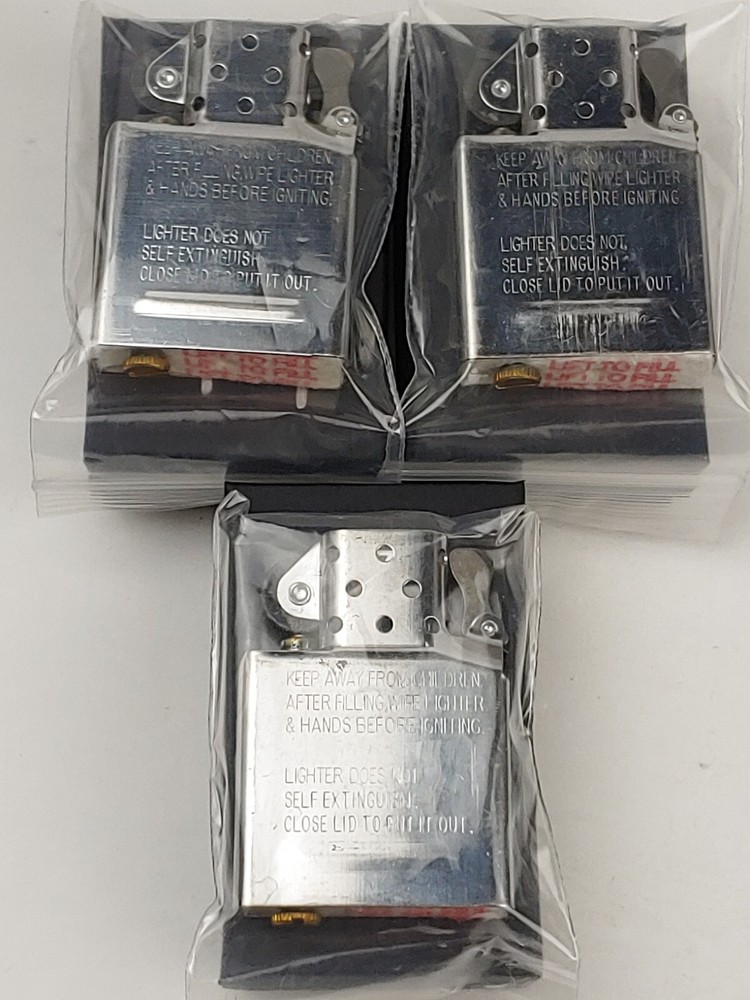 3pc Lot ZIPPO Chrome Plated REPLACEMENT Lighter Inserts in Gift Box-Never Fired