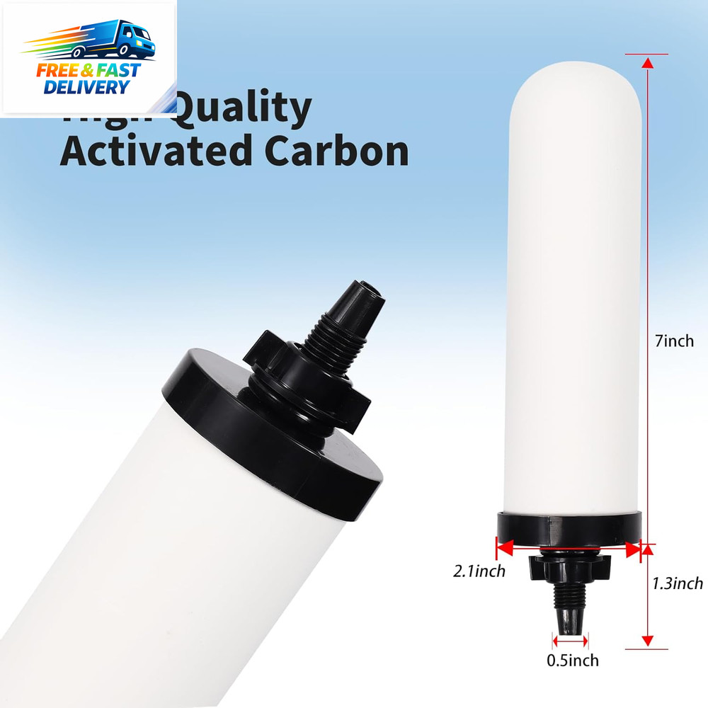 2 Pack 7'' Ceramic Water Filter Candle,7 Inch Water Filter Replacement Filters w
