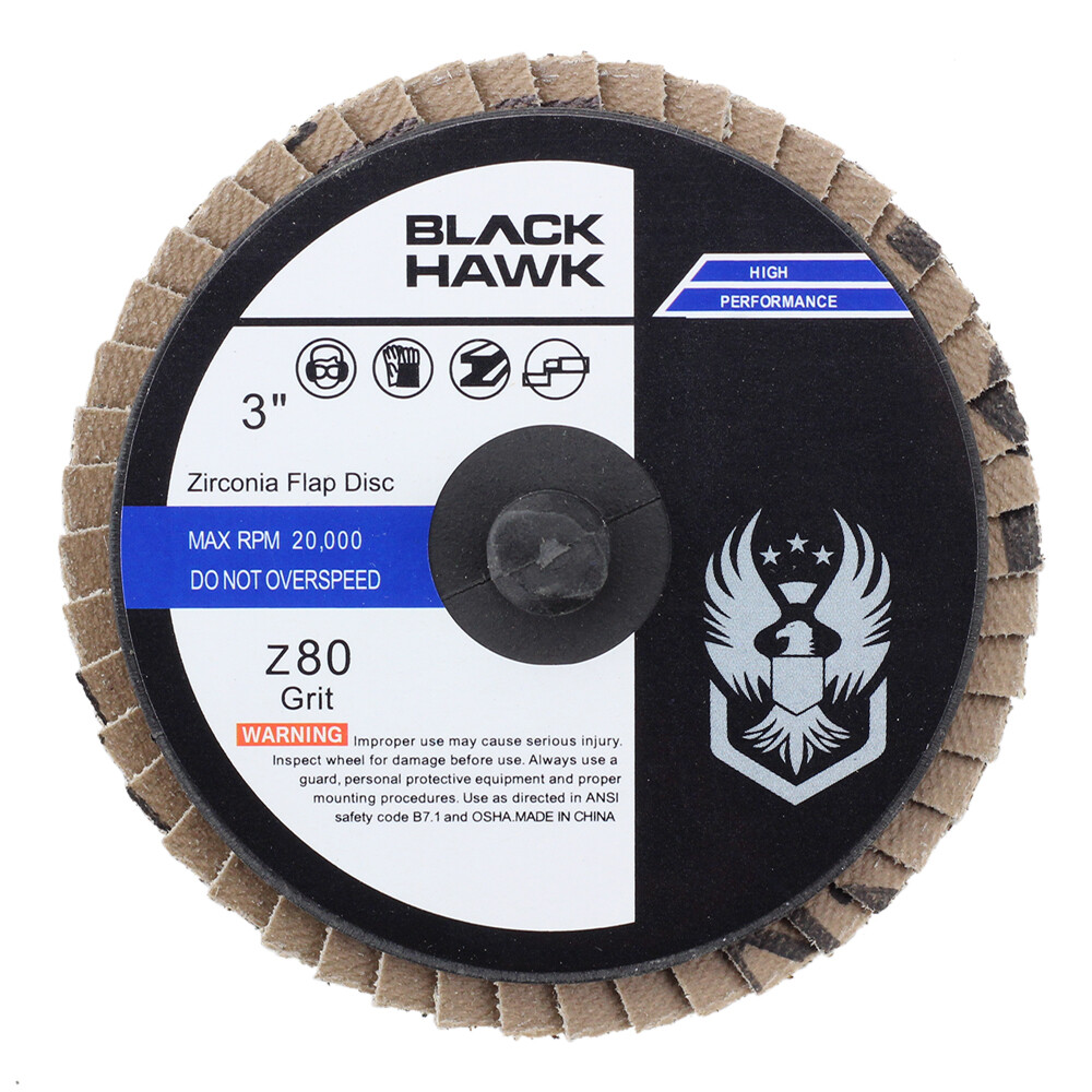 100 Pack - 3" Mini Flap Discs 80 Grit Quick Change Sanding Roloc Style Type R