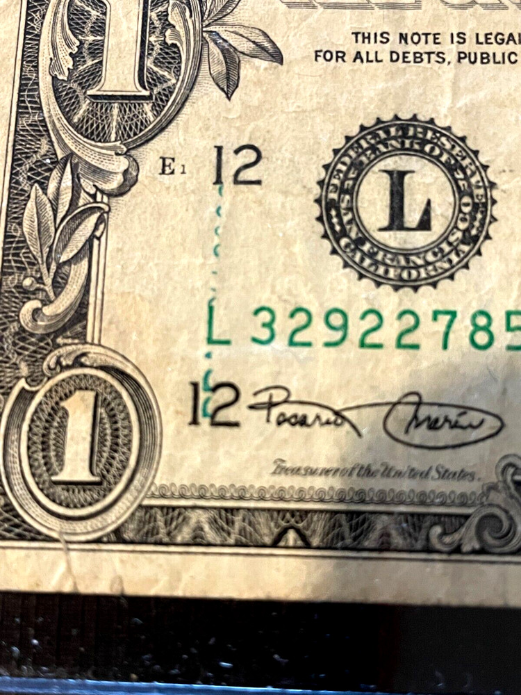 2001 $1 Front Left Side Ink Transfer Error