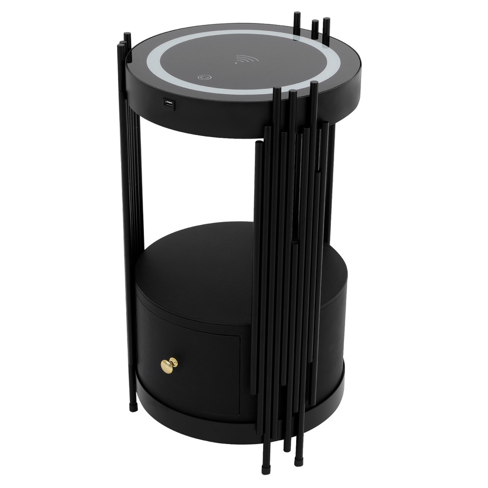 Smart Nightstand With Wireless Charging Station Bedside Table LED Side/End Table