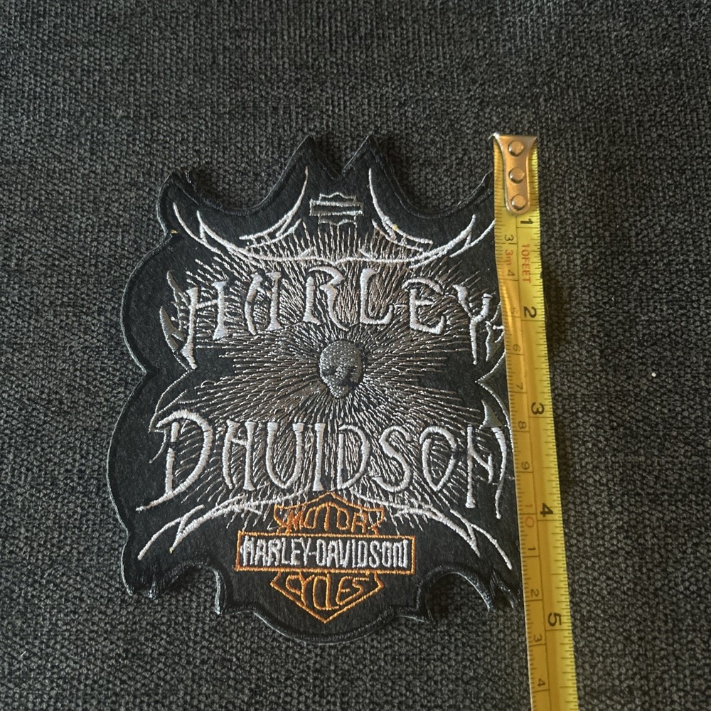 Harley Davidson Skull Bar & Shield Black White Vest Patch