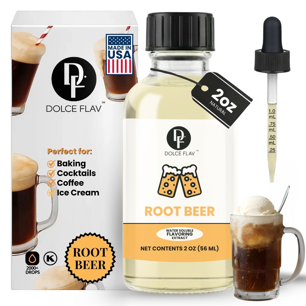 Dolce Flav Root Beer Extract - 2 Ounce Water-Soluble Multipurpose 2 Oz.
