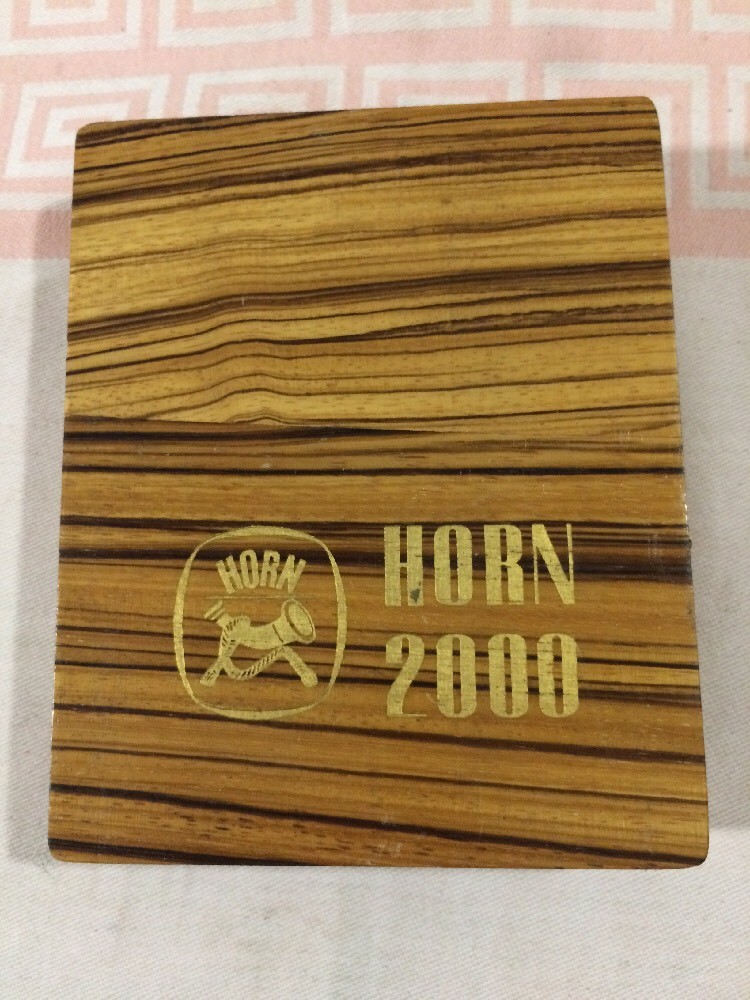 Old empty wooden box Horn 2000